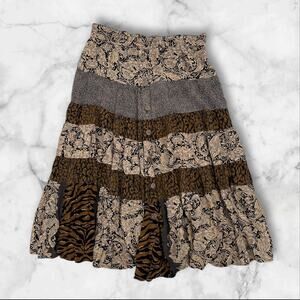 VTG Vintage Carole Little Maxi Skirt Boho Cottagecore Elastic Waist Size 8 L/XL